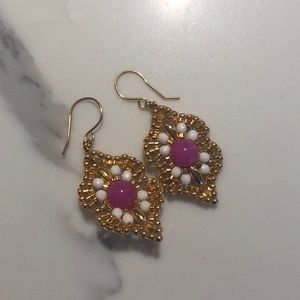 Miguel Ases gold bead and pink earrings